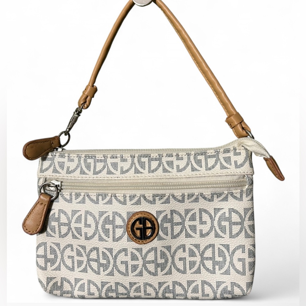 5/$25 NWOTS Gianni Bini Cream Canvas Mini Shoulder Bag with Tan Trim
